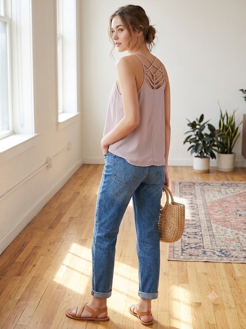 Charlotte Russe Pink Strappy Back Tank Top